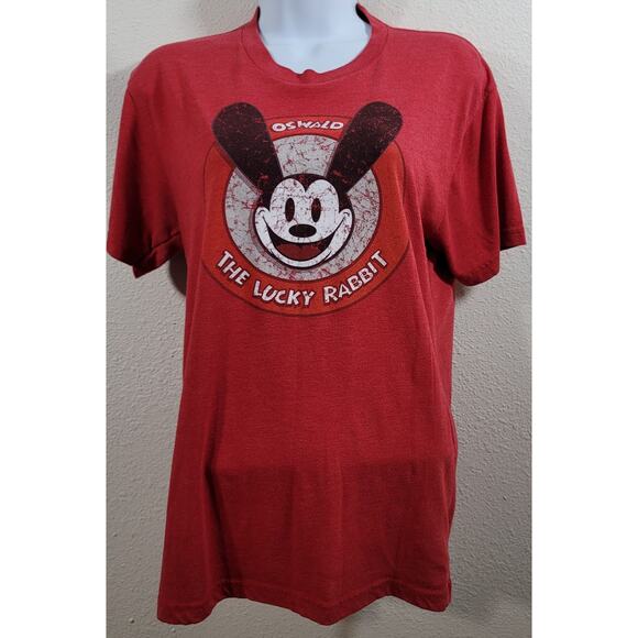 Disneyland Red Oswald The Lucky Rabbit Graphic Shirt Small Distressed Logo Soft - Picture 1 of 4